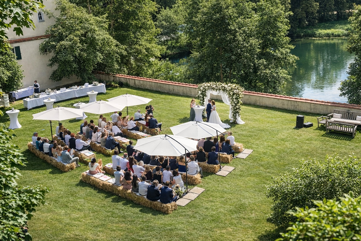 Wiese am Schloss mit Seeblick